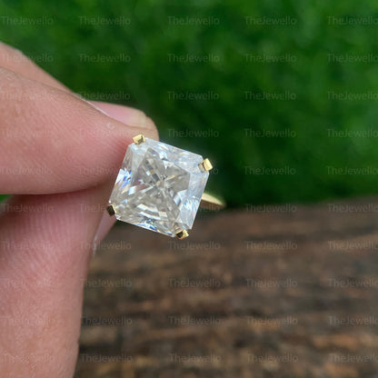 7CT Radiant Moissanite Ring Square Radiant Cut Engagement Ring Solitaire Radiant Cut Yellow Gold Ring Big Carat Stone Ring