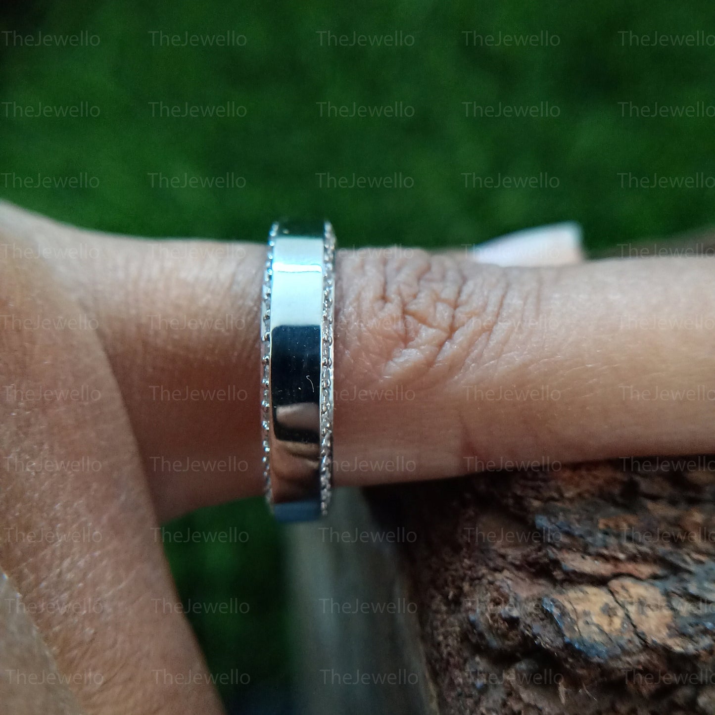 Round Cut Colorless Moissanite Band/ Full Eternity Moissanite Man's Band/ Solid White Gold Channel Set Band/ 925 Sterling Silver Jewelry.