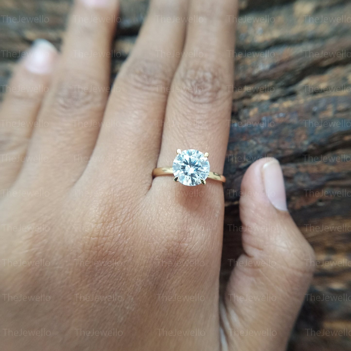 Round Cut Colorless Moissanite Ring, Wedding Proposal 14K Solid Gold Ring, Single Stone Daily Wear Engagement Ring