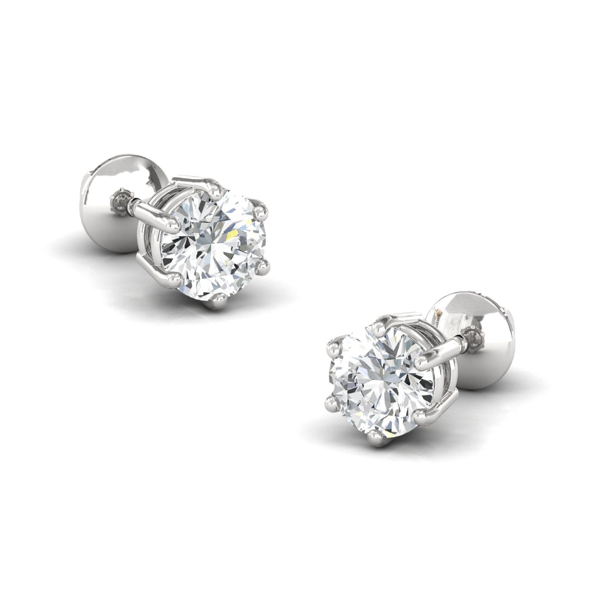 Stud Earrings, Screw Back Style Anniversary Earrings, Classic Solitaire Earrings, 2.30 orders TCW Radiant Cut Colorless Moissanite Wedding Earrings