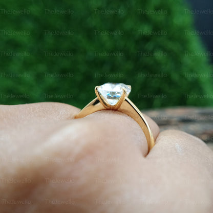 2.69 Colorless Cushion Cut Moissanite Ring, Solitaire Moissanite Diamond Ring, Tulip Setting Engagement Bridal Ring, Gift For Her