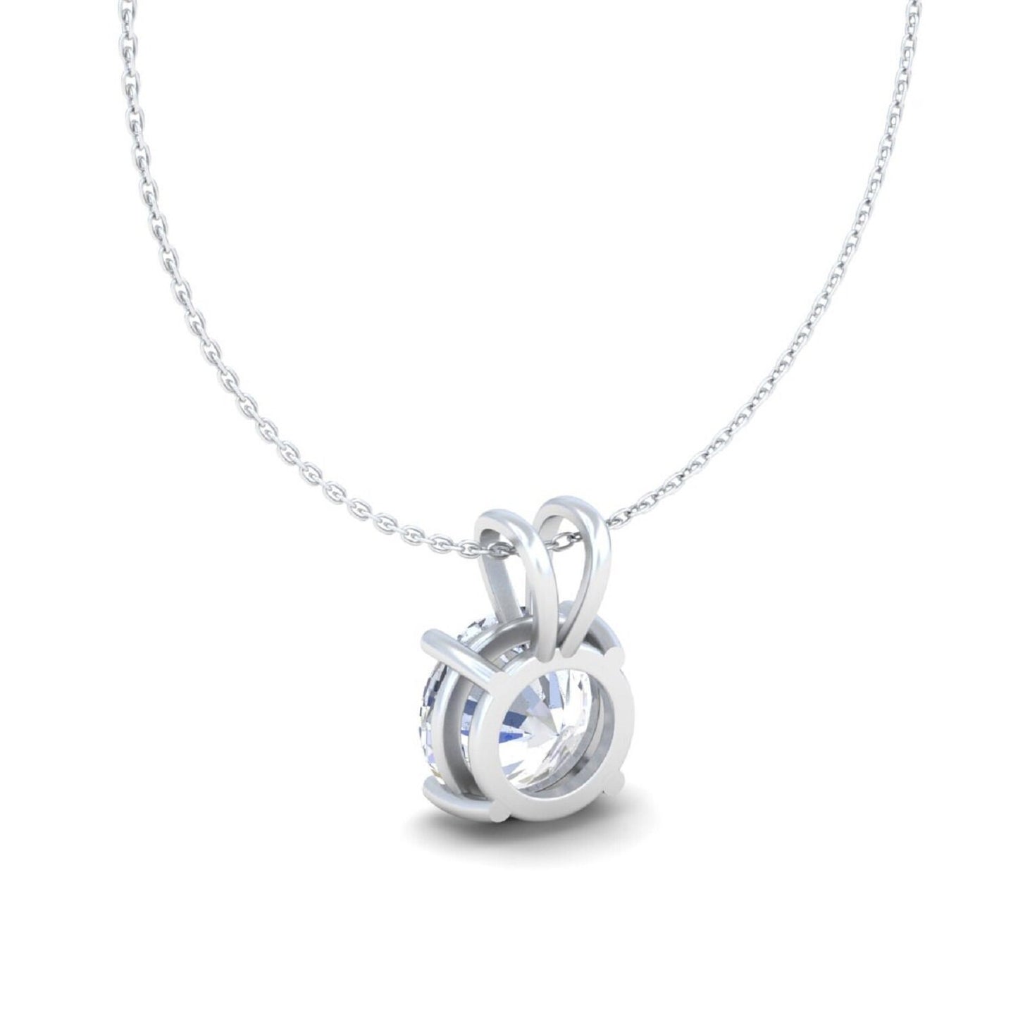 925 Sterling Silver Round Moissanite Pendant, Solitaire Moissanite Necklace, Pendant with 18 inch box silver chain