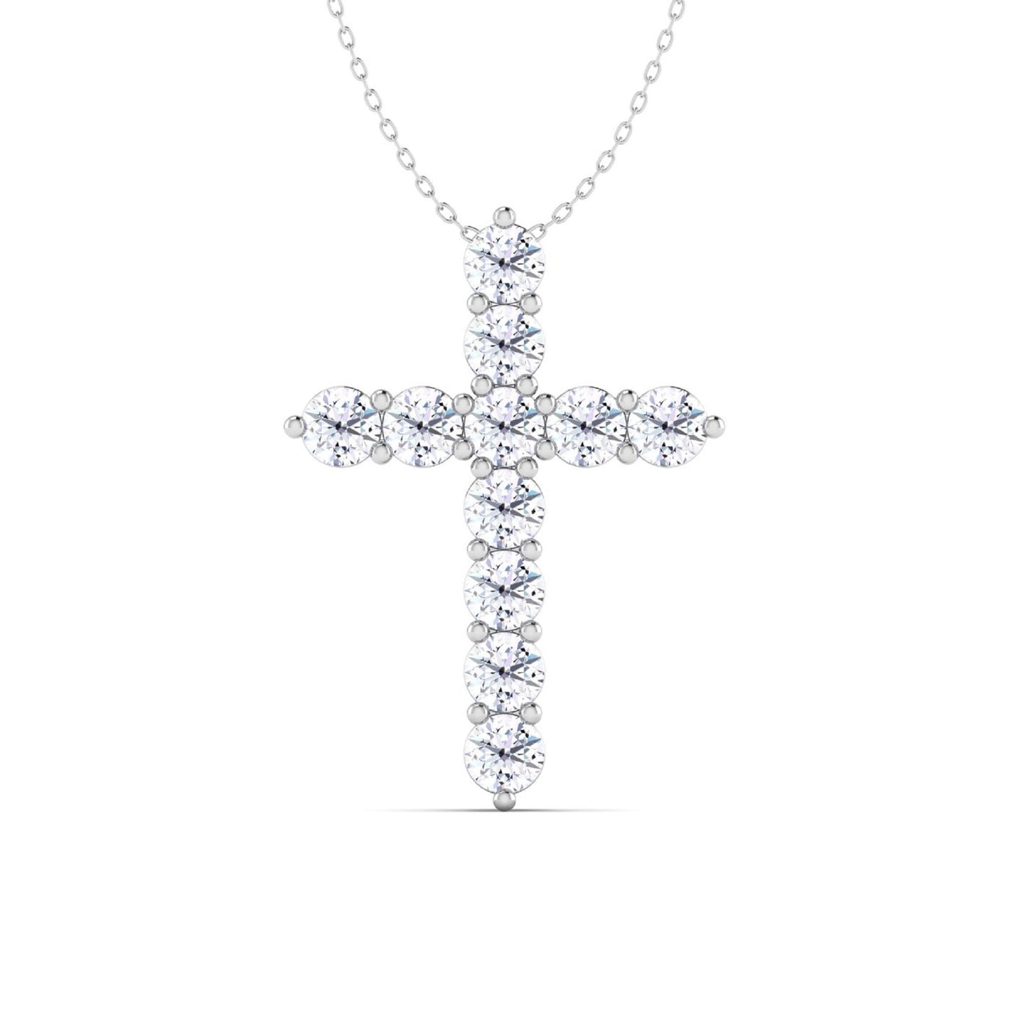 Moissanite Cross Pendant, Silver Cross Necklace with Moissanite, Moissanite Cross Necklaces for Women, Minimalist Necklace