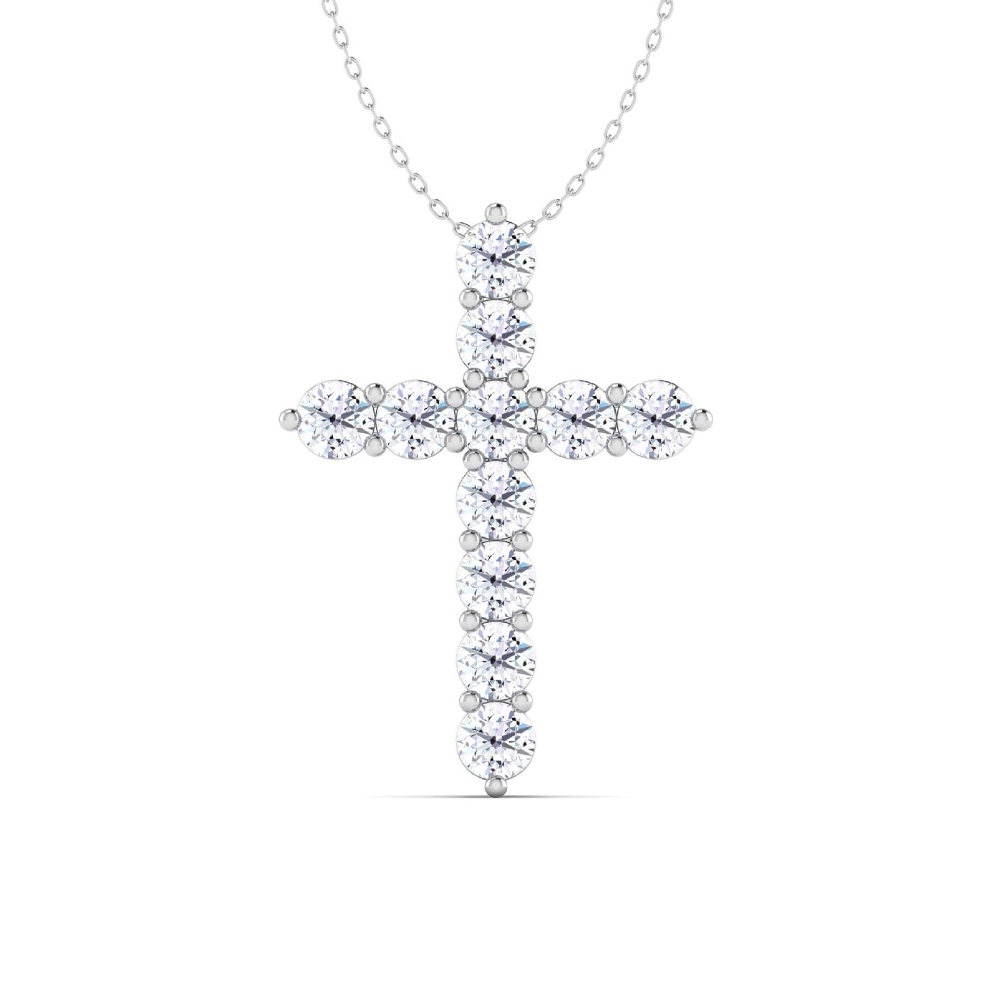 Moissanite Cross Pendant, Silver Cross Necklace with Moissanite, Moissanite Cross Necklaces for Women, Minimalist Necklace