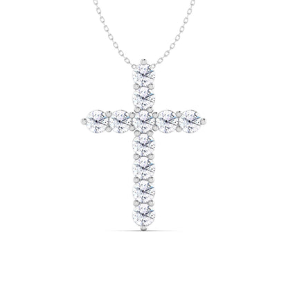 Moissanite Cross Pendant, Silver Cross Necklace with Moissanite, Moissanite Cross Necklaces for Women, Minimalist Necklace