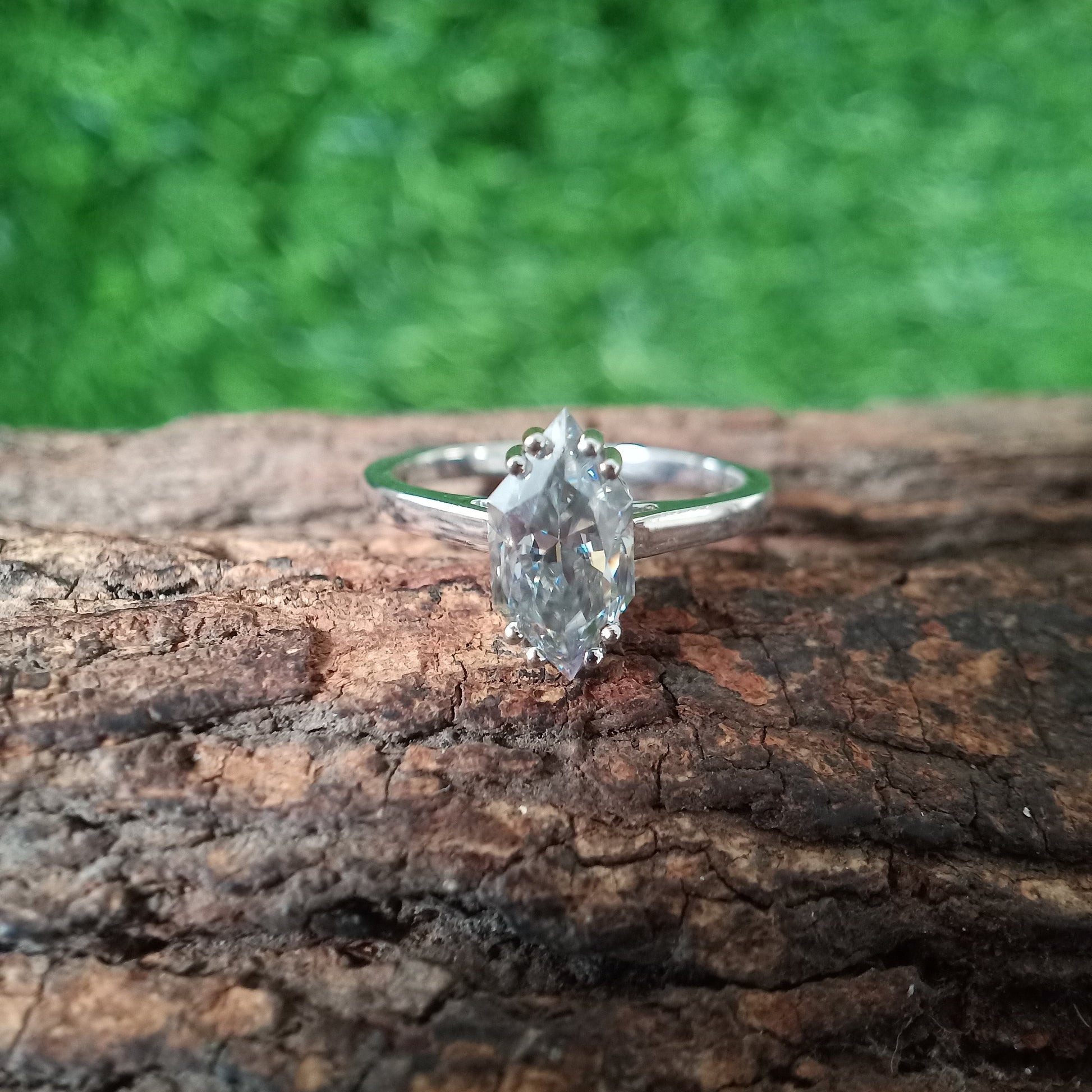 1.65Ct Dutch Marquise Cut Moissanite Ring, Grey Marquise Moissanite Solitaire Ring, Gray Dutch Marquise Cut Engagement Ring