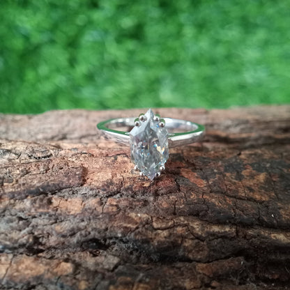 1.65Ct Dutch Marquise Cut Moissanite Ring, Grey Marquise Moissanite Solitaire Ring, Gray Dutch Marquise Cut Engagement Ring