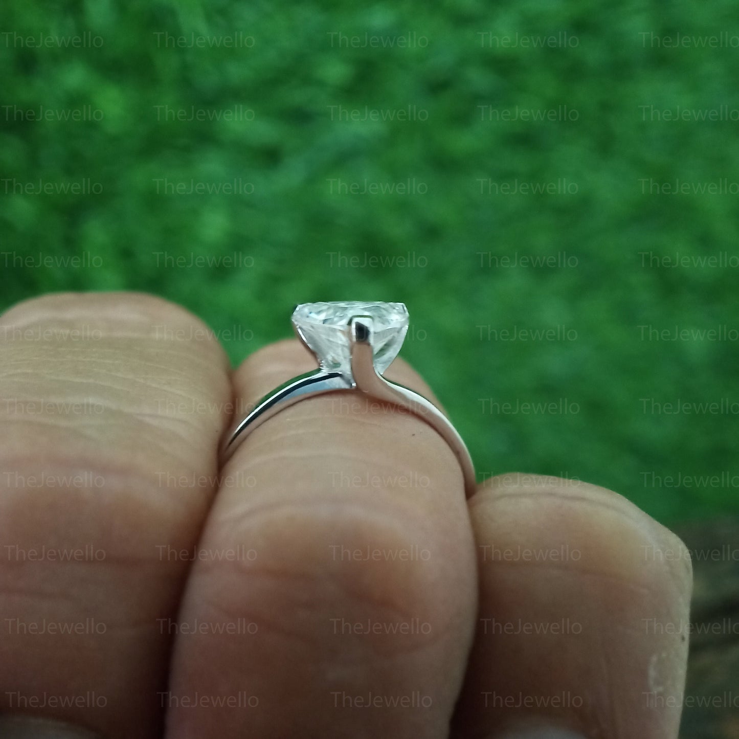 Trillion Cut Moissanite Engagement Ring, Unique Trilliant Cut Wedding Ring, Solid 10k/14k White Gold Anniversary Gifts