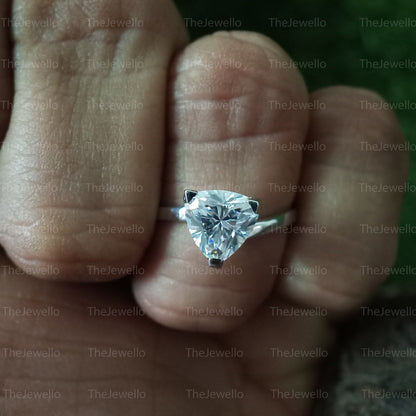 Trillion Cut Moissanite Engagement Ring, Unique Trilliant Cut Wedding Ring, Solid 10k/14k White Gold Anniversary Gifts