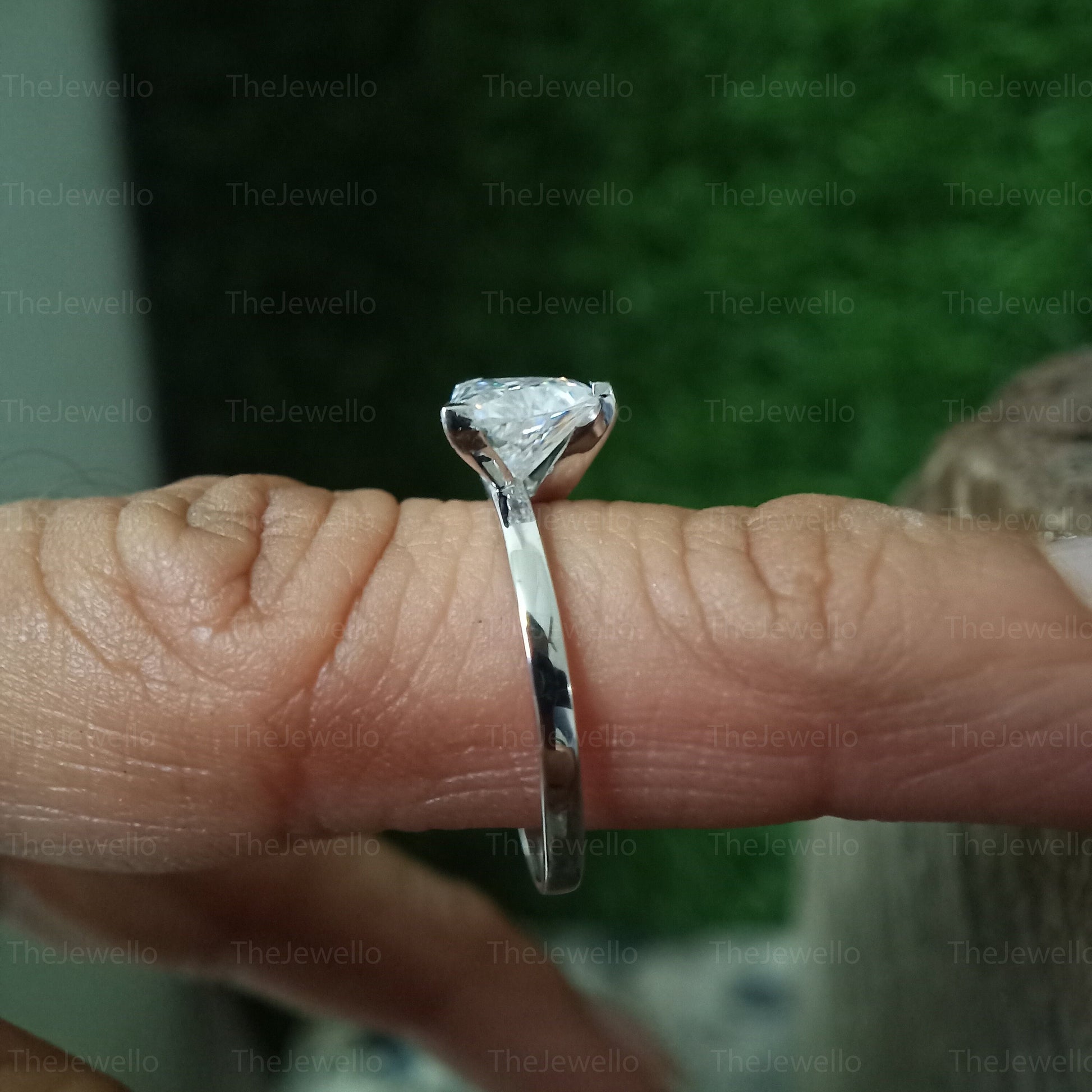 Trillion Cut Moissanite Engagement Ring, Unique Trilliant Cut Wedding Ring, Solid 10k/14k White Gold Anniversary Gifts