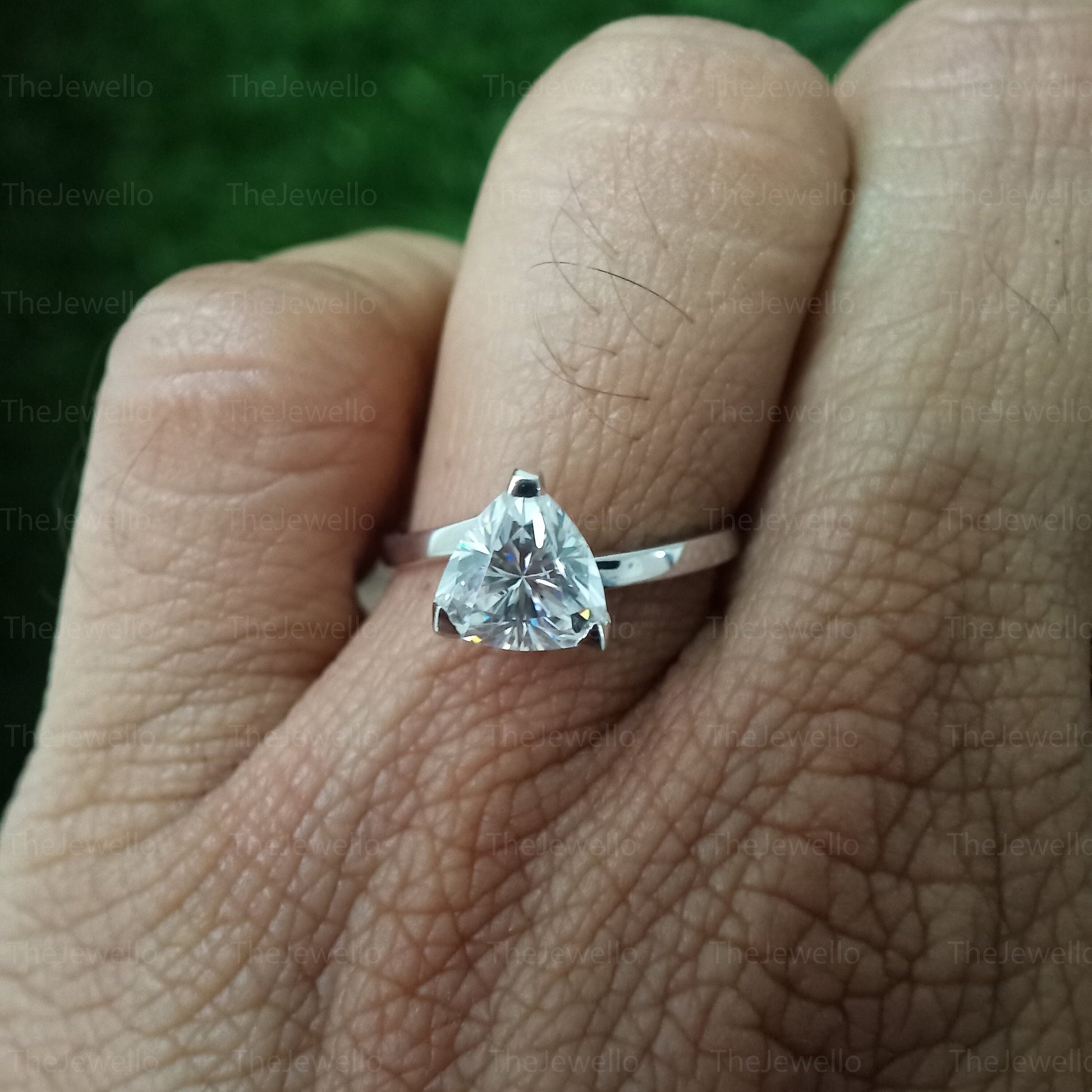 Trillion Cut Moissanite Engagement Ring, Unique Trilliant Cut Wedding Ring, Solid 10k/14k White Gold Anniversary Gifts