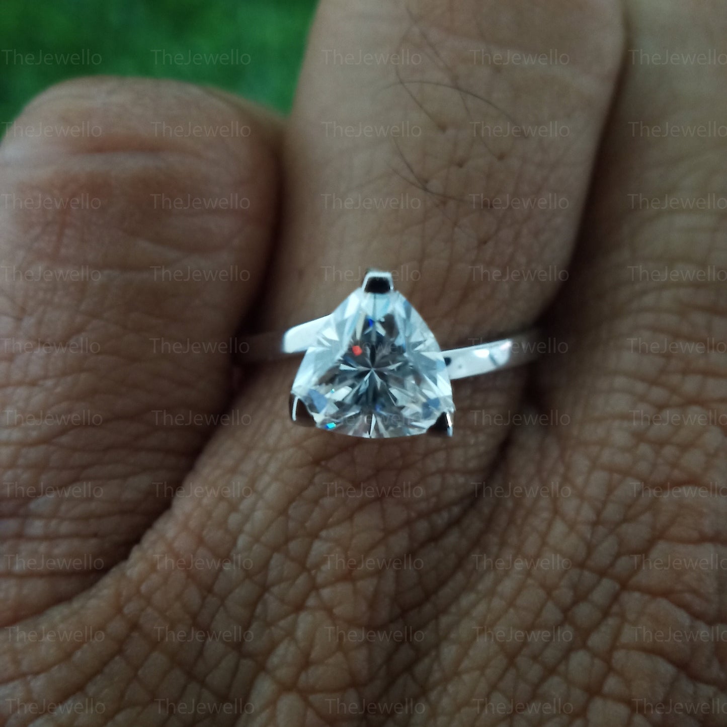 Trillion Cut Moissanite Engagement Ring, Unique Trilliant Cut Wedding Ring, Solid 10k/14k White Gold Anniversary Gifts