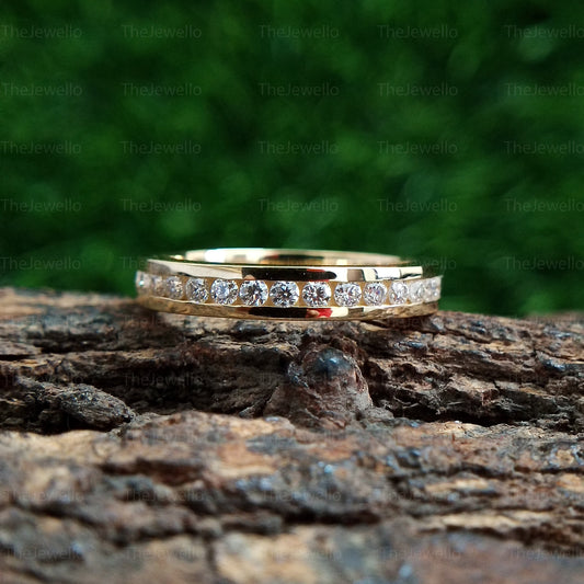 2mm Channel Set White Moissanite Eternity Wedding Band In 14k White Gold 14k Rose Gold 14k Yellow Gold Full Eternity Band Ring