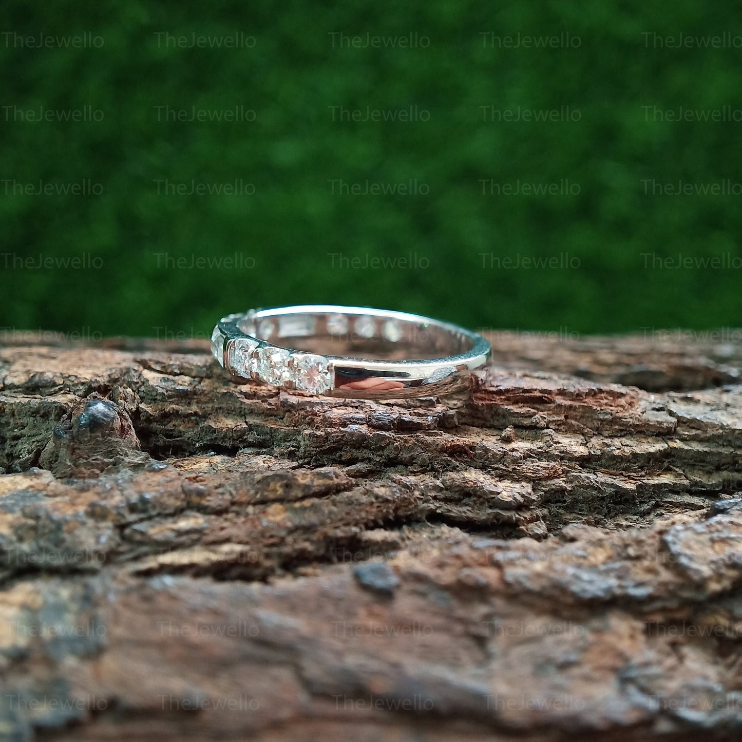 Round & Baguette Cut Moissanite Alternative Wedding Band, Minimalist Stacking Thin Band, Matching Band for Bridal Set, Eternity Band For Her