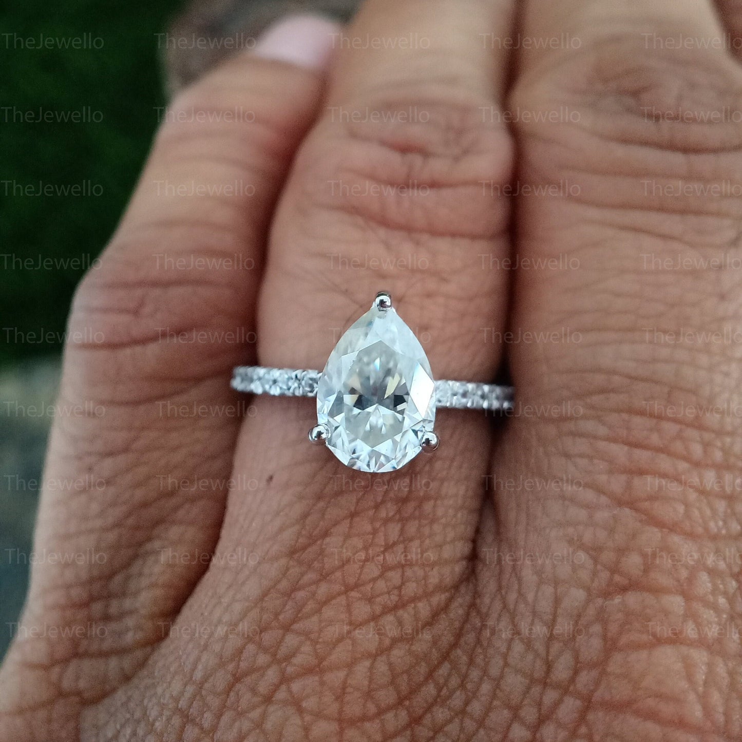 Pear Shaped Moissanite Ring, Engagement Ring, Solitaire Moissanite Wedding Ring, Bridal Art Deco Dainty Ring Anniversary Gift for Wife