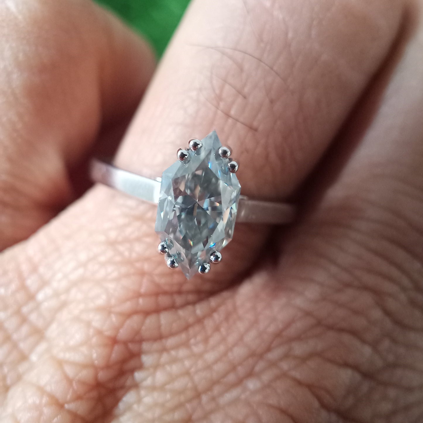 1.65Ct Dutch Marquise Cut Moissanite Ring, Grey Marquise Moissanite Solitaire Ring, Gray Dutch Marquise Cut Engagement Ring