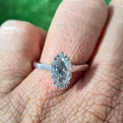 1.65Ct Dutch Marquise Cut Moissanite Ring, Grey Marquise Moissanite Solitaire Ring, Gray Dutch Marquise Cut Engagement Ring