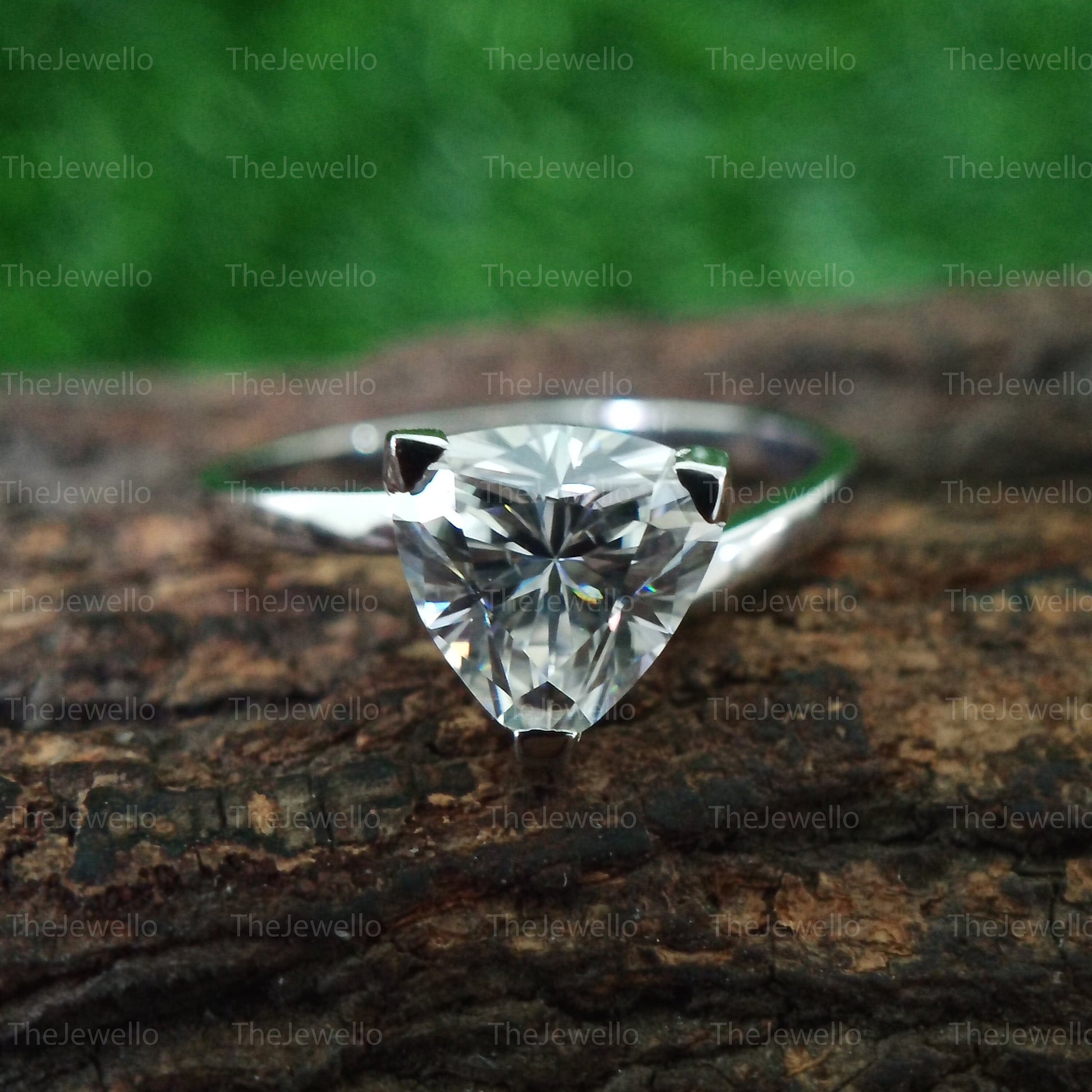 Trillion Cut Moissanite Engagement Ring, Unique Trilliant Cut Wedding Ring, Solid 10k/14k White Gold Anniversary Gifts