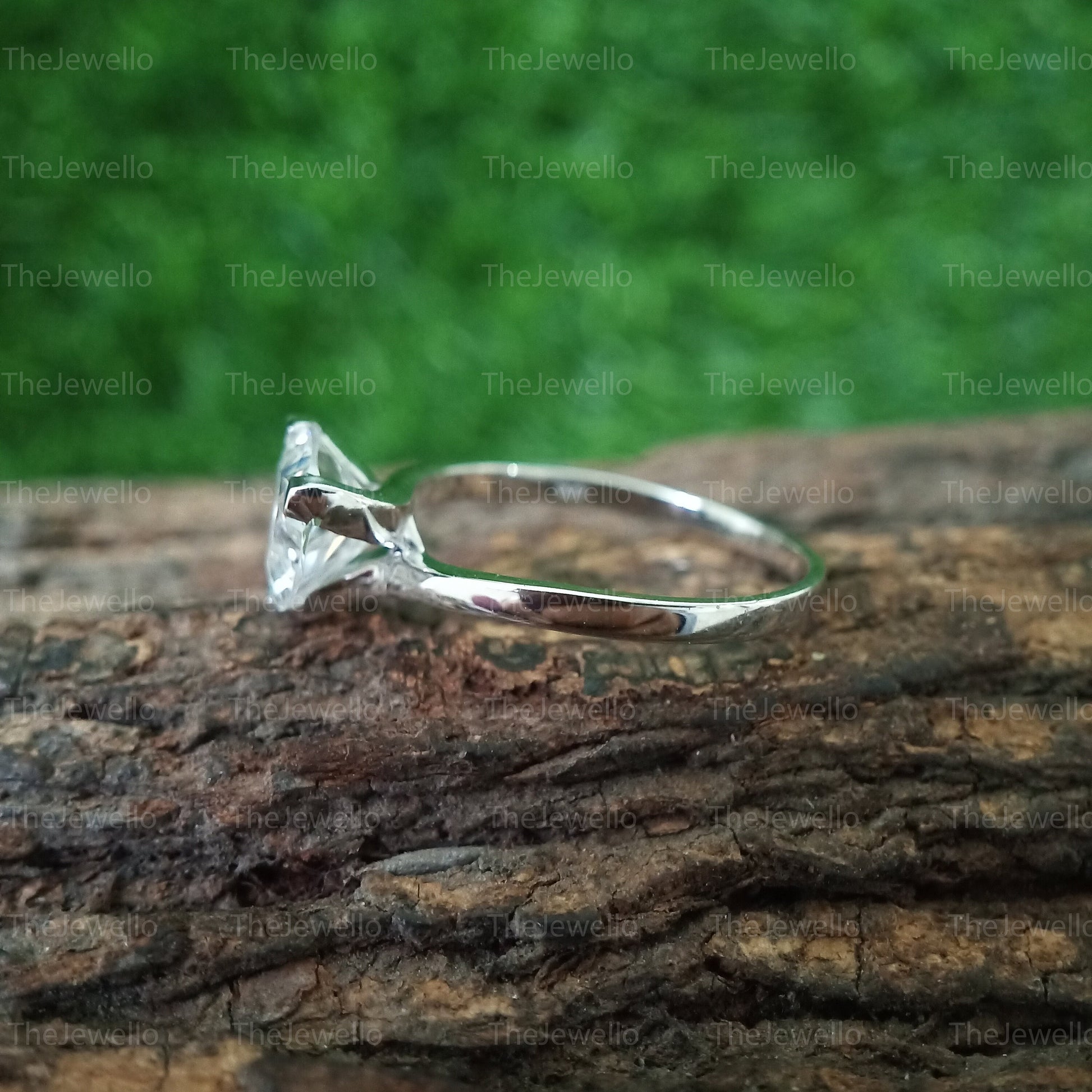 Trillion Cut Moissanite Engagement Ring, Unique Trilliant Cut Wedding Ring, Solid 10k/14k White Gold Anniversary Gifts