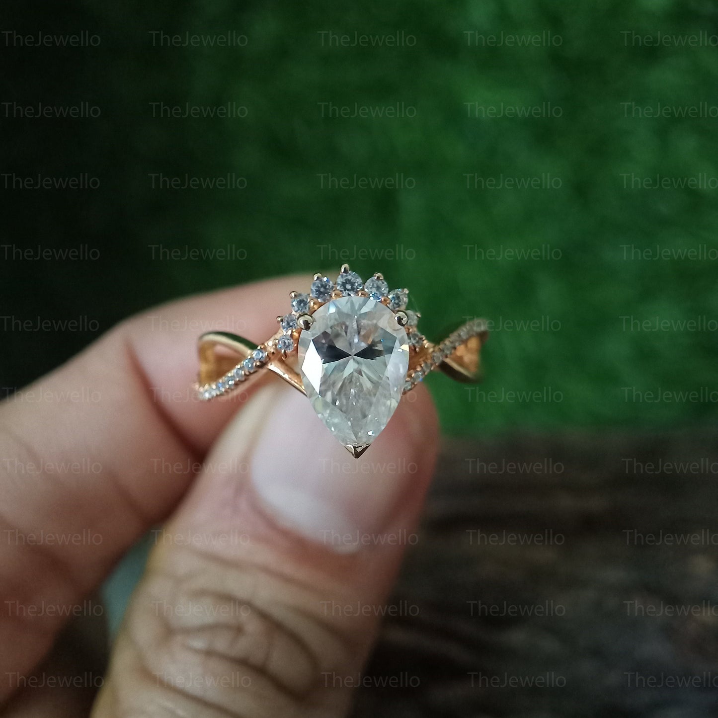 Unique Art Deco Pear Shaped Moissanite Ring, Vintage Rose Gold Bridal Ring, Promise Gift For Women, Moissanite Ring Valentine Gifts