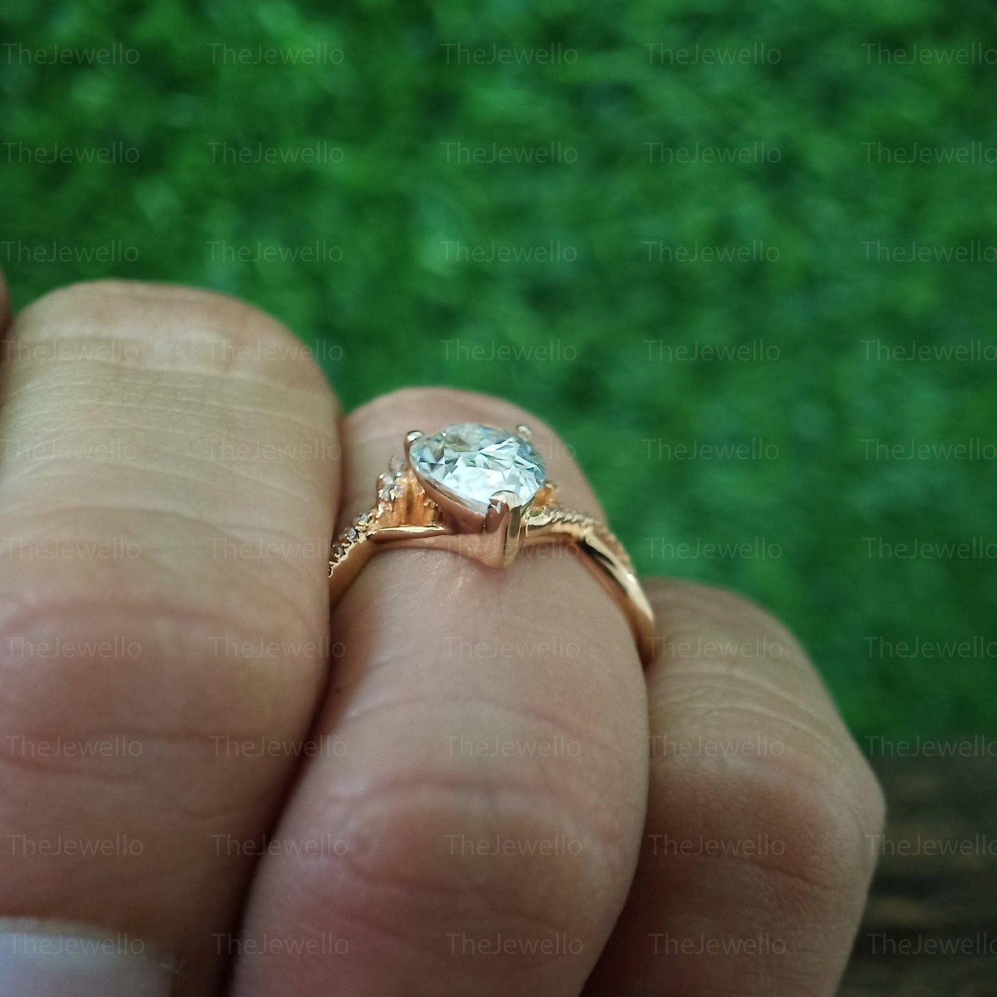 Unique Art Deco Pear Shaped Moissanite Ring, Vintage Rose Gold Bridal Ring, Promise Gift For Women, Moissanite Ring Valentine Gifts