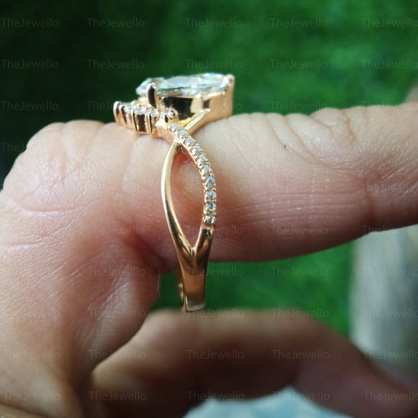 Unique Art Deco Pear Shaped Moissanite Ring, Vintage Rose Gold Bridal Ring, Promise Gift For Women, Moissanite Ring Valentine Gifts