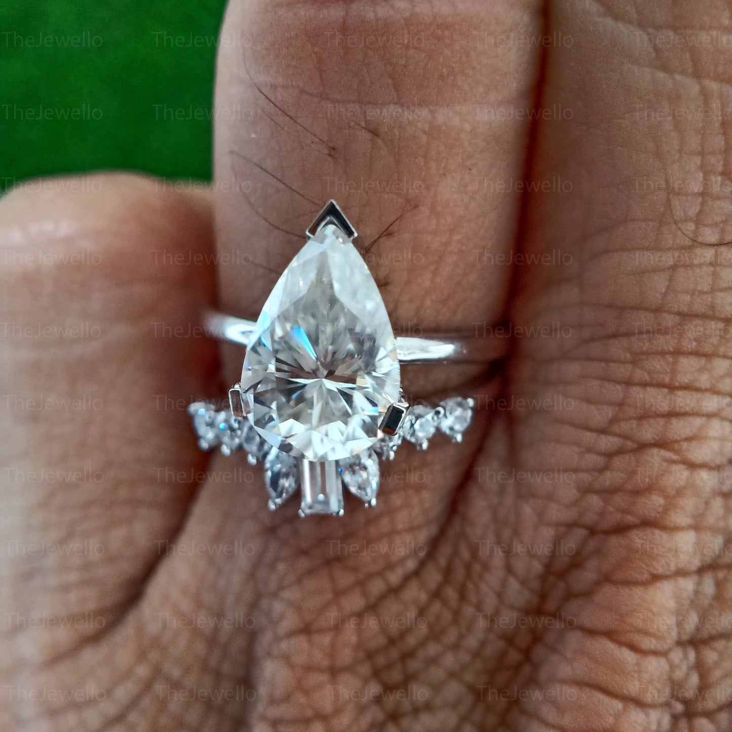 3.60 CT Pear Shaped Moissanite Bridal Sets, Pear 14K Gold Engagement Ring with Matching Band, Wedding Bridal Ring Set, Unique Wedding Band