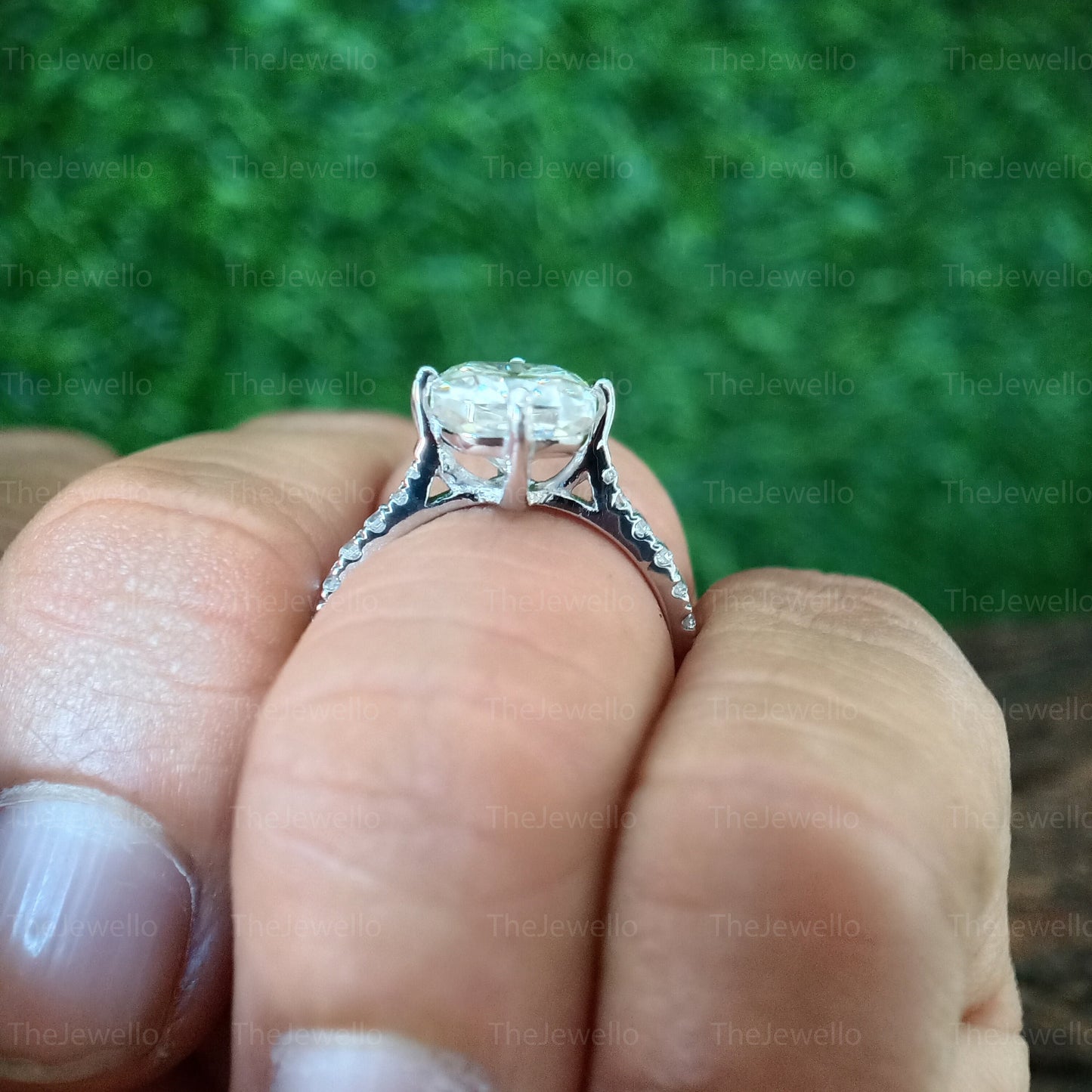 Old European Cushion Cut Moissanite Ring, 3.51 CT Elongated Cushion Moissanite Engagement Ring, Solid Real White Gold Ring