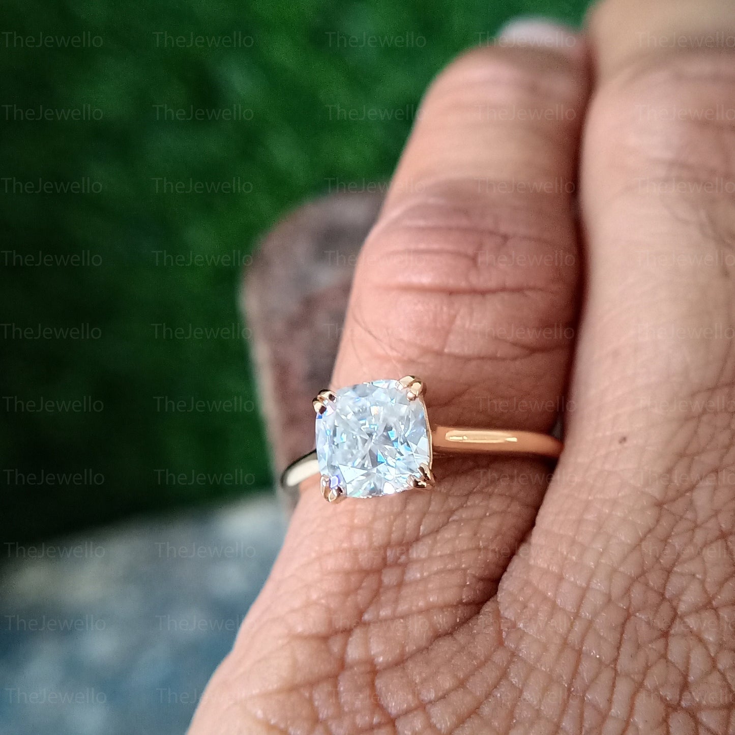 1.65 CT Cushion Moissanite Ring, Solitaire Engagement Ring in Yellow Gold, Divine Cushion Cut Moissanite Diamond Engagement Ring