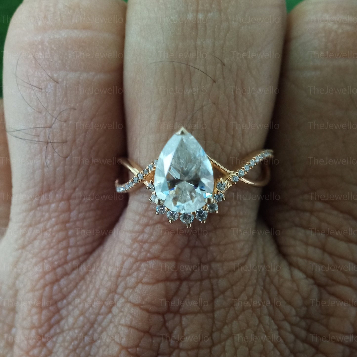 Unique Art Deco Pear Shaped Moissanite Ring, Vintage Rose Gold Bridal Ring, Promise Gift For Women, Moissanite Ring Valentine Gifts