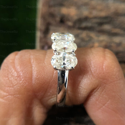 2.11 CT Oval Yellow Moissanite Engagement Ring, 5 Stone Wedding Ring, 14k Solid White Gold Anniversary Ring, Unique Designer Ring