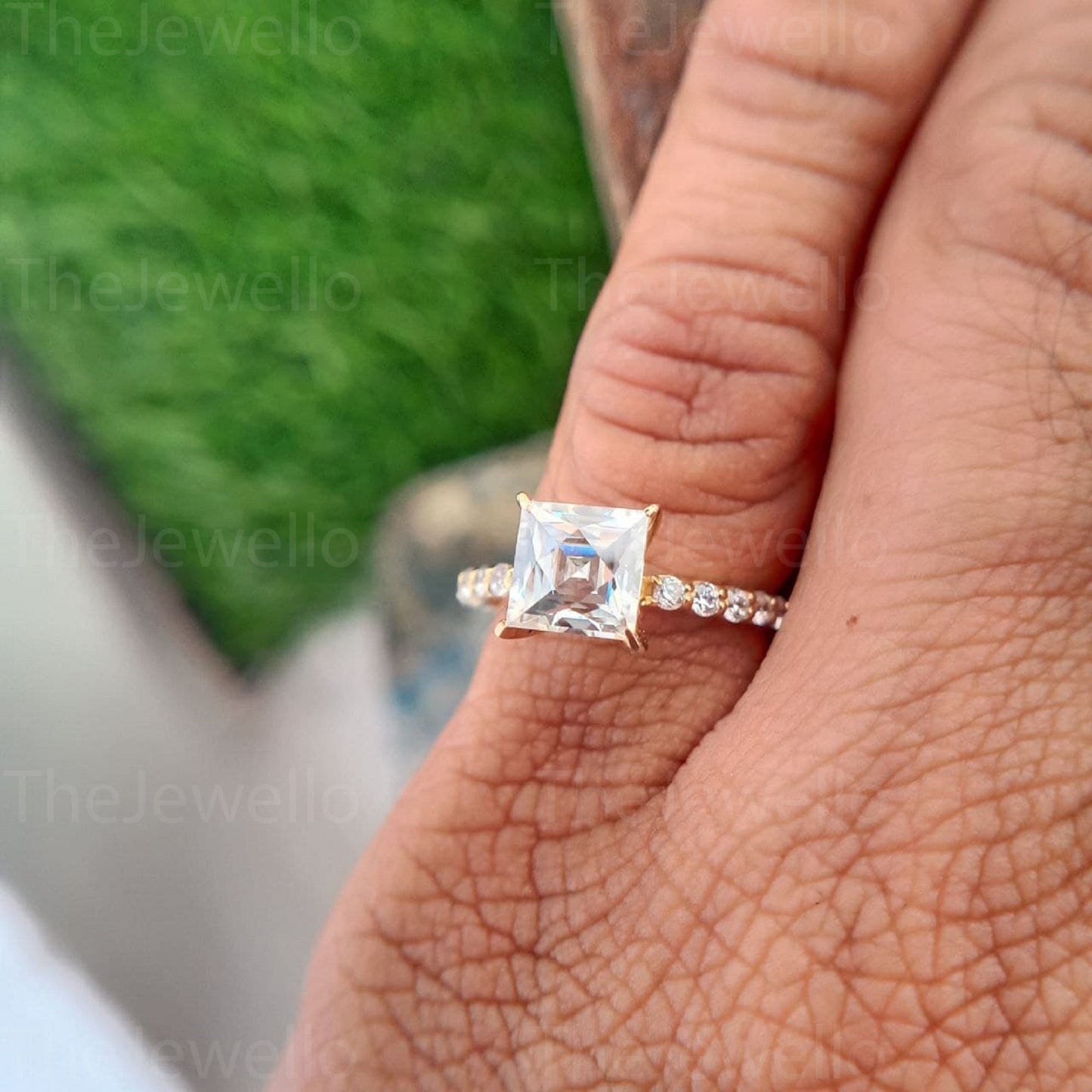 2.70 TCW Unique French Cut Colorless Moissanite Ring, 14K 18K Yellow Gold Wedding Ring, Anniversary Surprise Gift For her