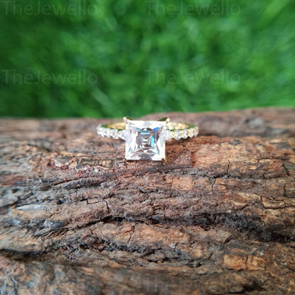 2.70 TCW Unique French Cut Colorless Moissanite Ring, 14K 18K Yellow Gold Wedding Ring, Anniversary Surprise Gift For her