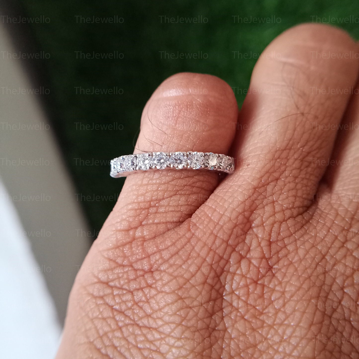 3mm Round Moissanite Wedding Band Eternity 925 Sterling Silver Eternity Band Matching Band For Engagement Ring