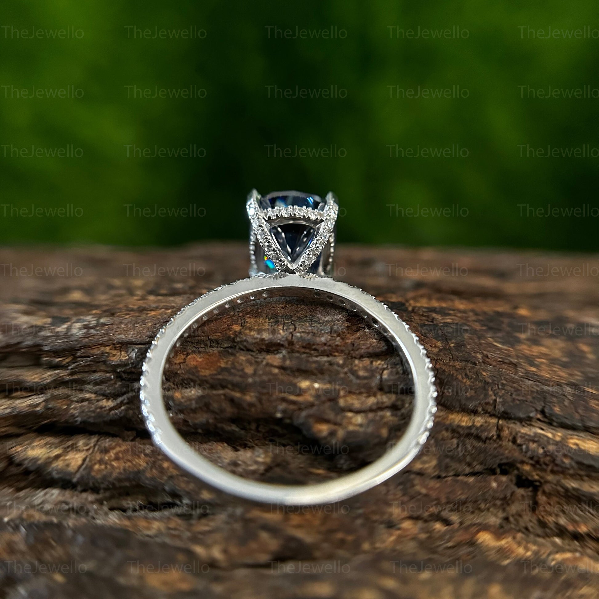 Elongated Cushion Moissanite Ring, Royal Blue Cushion Cut Moissanite Engagement Ring, 950 Platinum Womens Ring