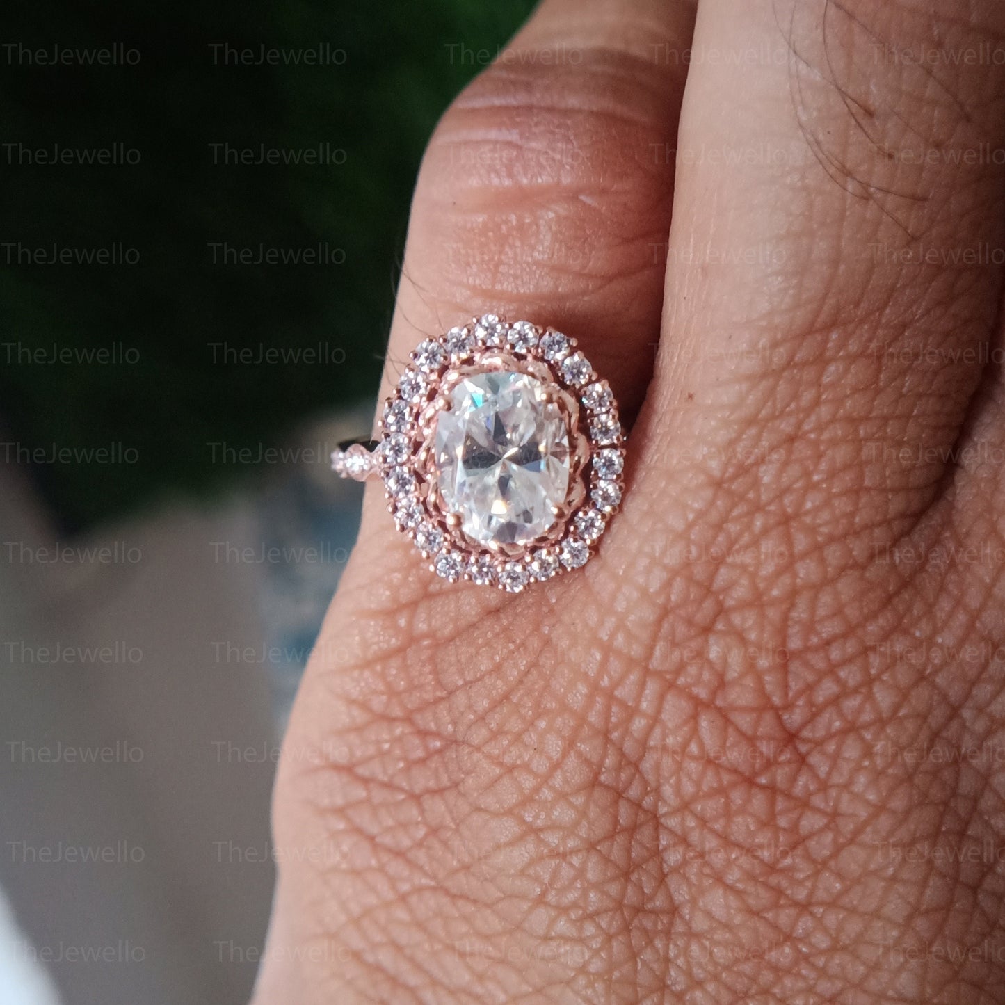 Oval Cut Moissanite Classic Halo Ring 2.55 CT, Prave Setting Colorless Wedding Ring, Anniversary Gift for Her, Engagement Ring