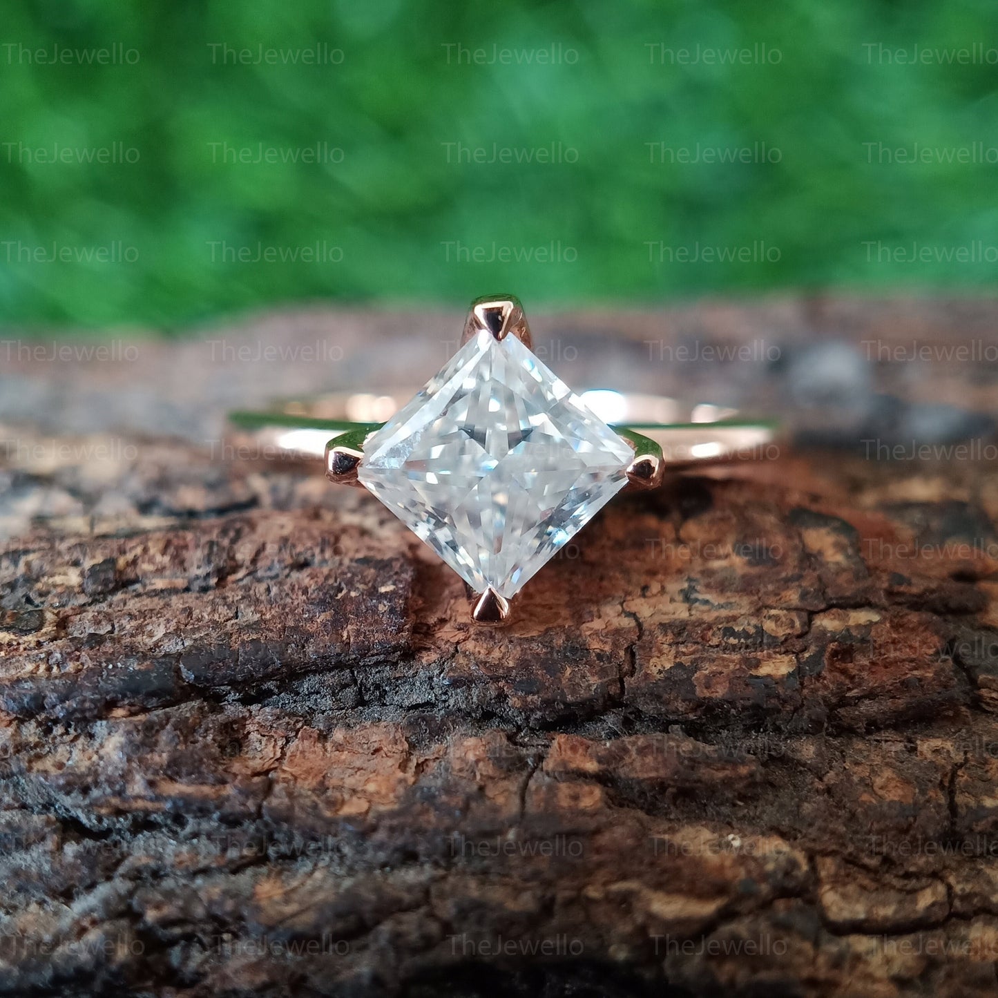 1.40 CT Princess Cut Moissanite Engagement Ring / 14K Rose Gold Promise Ring For Her / Handcrafted Moissanite Ring / Thanksgiving Women Gift