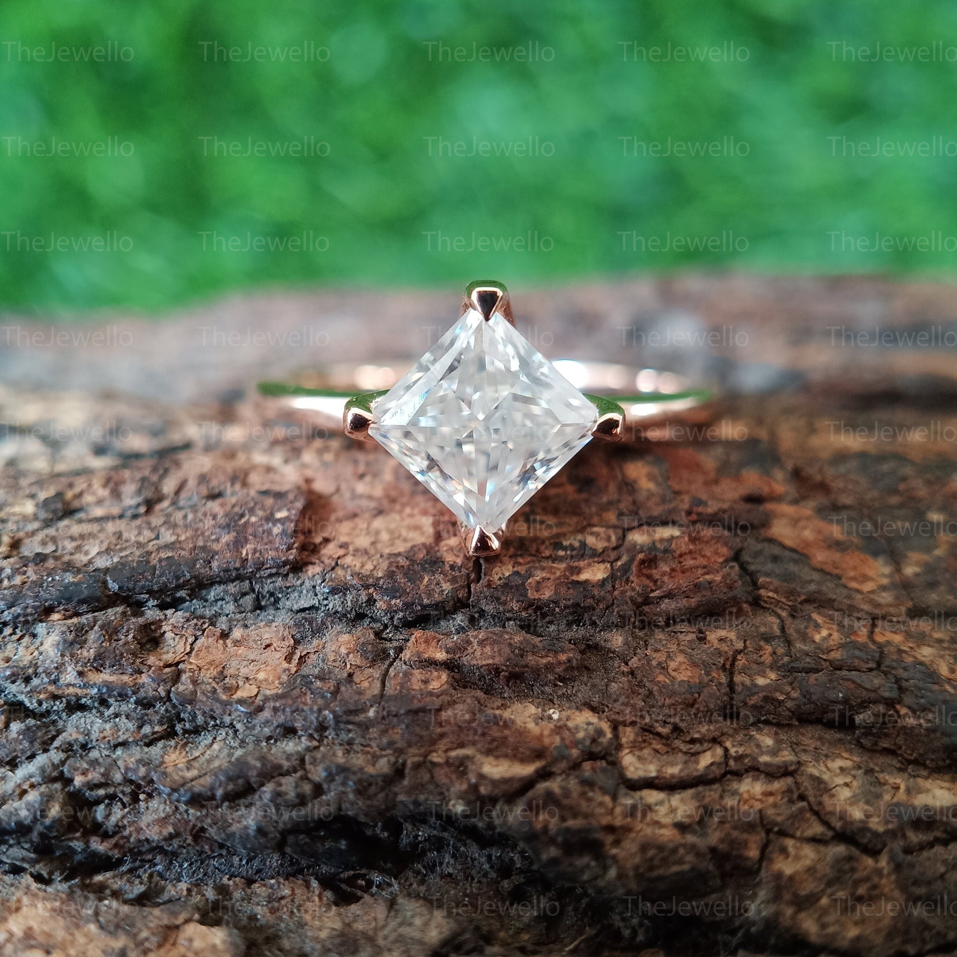 1.40 CT Princess Cut Moissanite Engagement Ring / 14K Rose Gold Promise Ring For Her / Handcrafted Moissanite Ring / Thanksgiving Women Gift