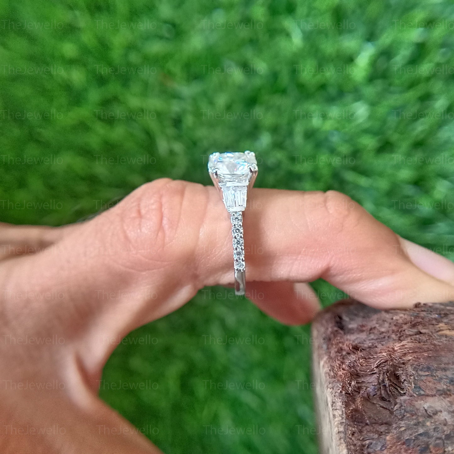 Antique Cushion Cut Moissanite Engagement Ring, Elongated Cushion Cut Ring, Side Tapper Moissanite Engagement Ring