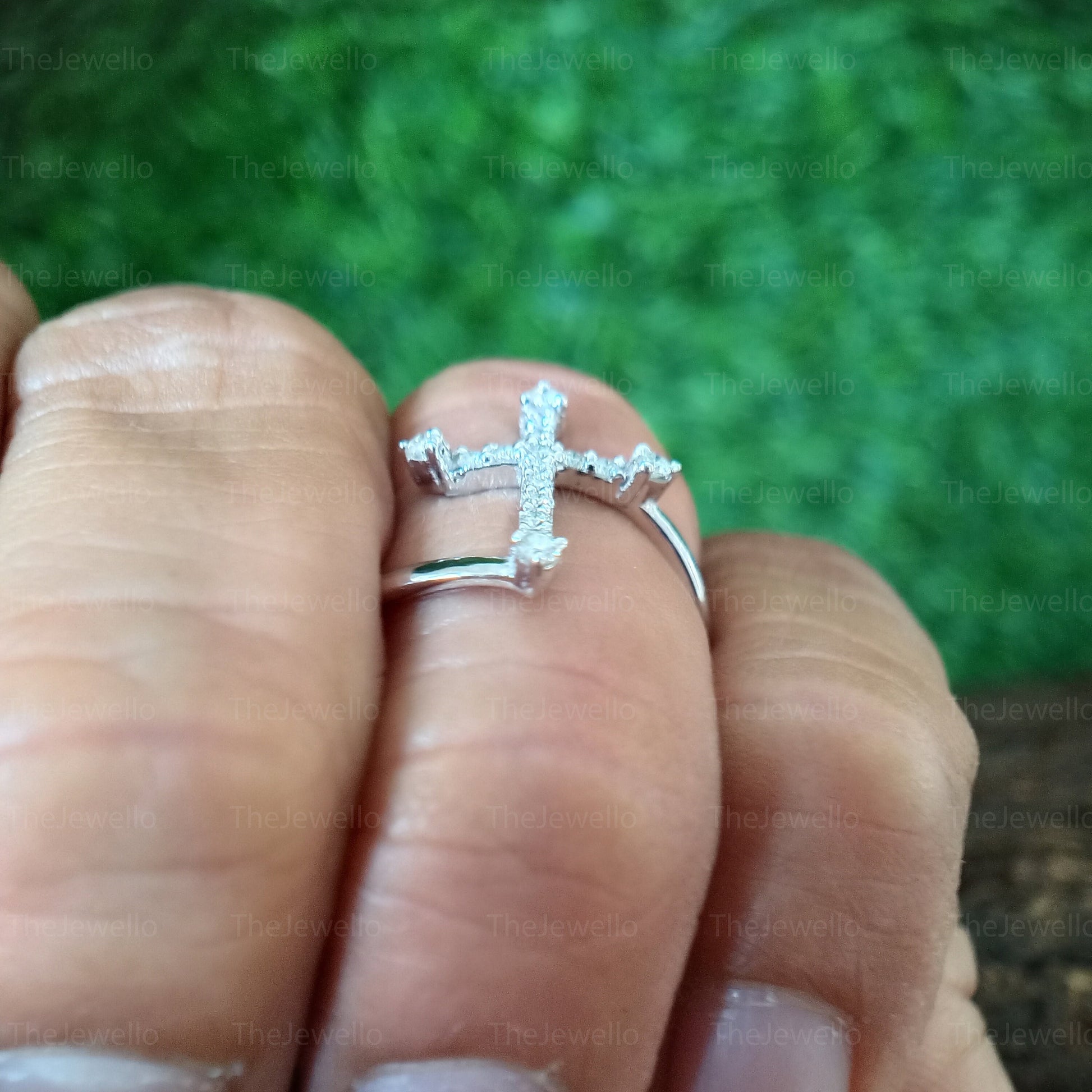 Cross Religious Moissanite Ring, Round Cut Moisssanite Diamond Christian Jewelry Ring, Gift For Mom Mother Wife Women Girl, Gold Cross Ring