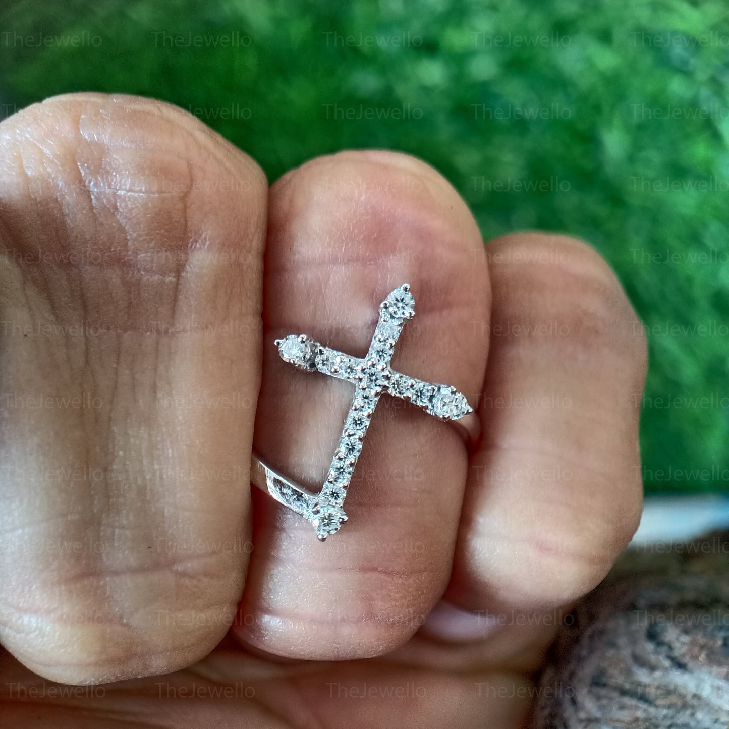 Cross Religious Moissanite Ring, Round Cut Moisssanite Diamond Christian Jewelry Ring, Gift For Mom Mother Wife Women Girl, Gold Cross Ring