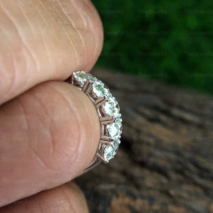 2.11 CT Oval Yellow Moissanite Engagement Ring, 5 Stone Wedding Ring, 14k Solid White Gold Anniversary Ring, Unique Designer Ring