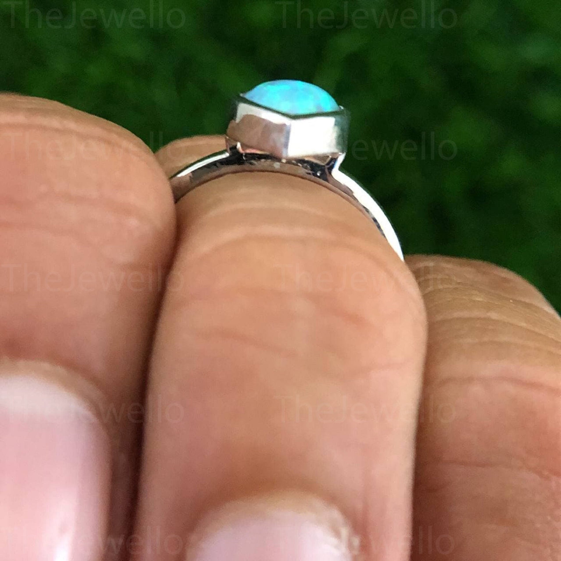 October Birthstone Ring, 2.50ct Pear Shaped Natural Opal Engagement Ring Set, Vintage Unique White Gold Wedding Ring, Birthstone Women Ring