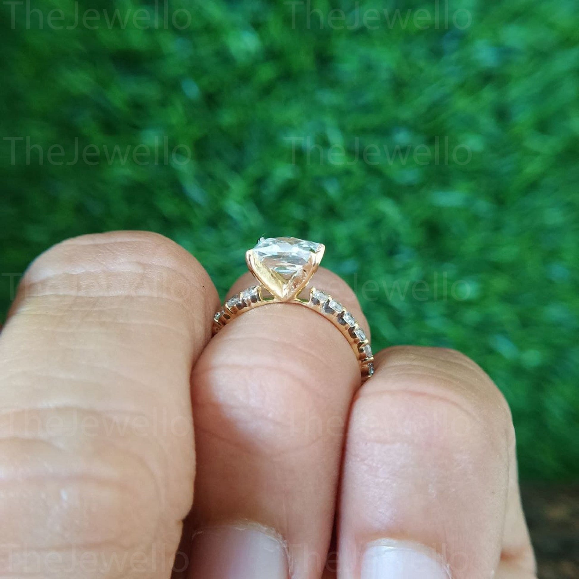 2.70 TCW Unique French Cut Colorless Moissanite Ring, 14K 18K Yellow Gold Wedding Ring, Anniversary Surprise Gift For her