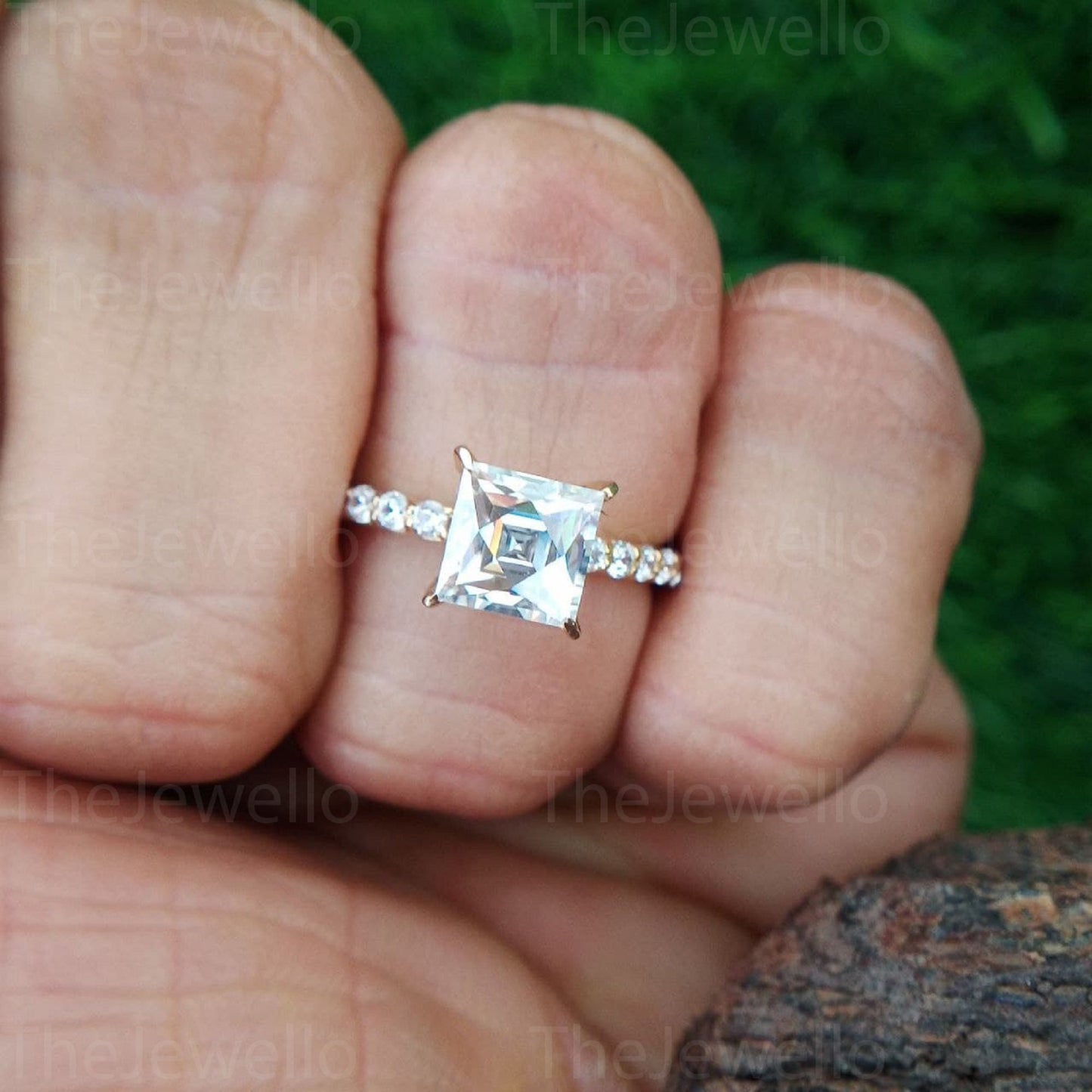 2.70 TCW Unique French Cut Colorless Moissanite Ring, 14K 18K Yellow Gold Wedding Ring, Anniversary Surprise Gift For her