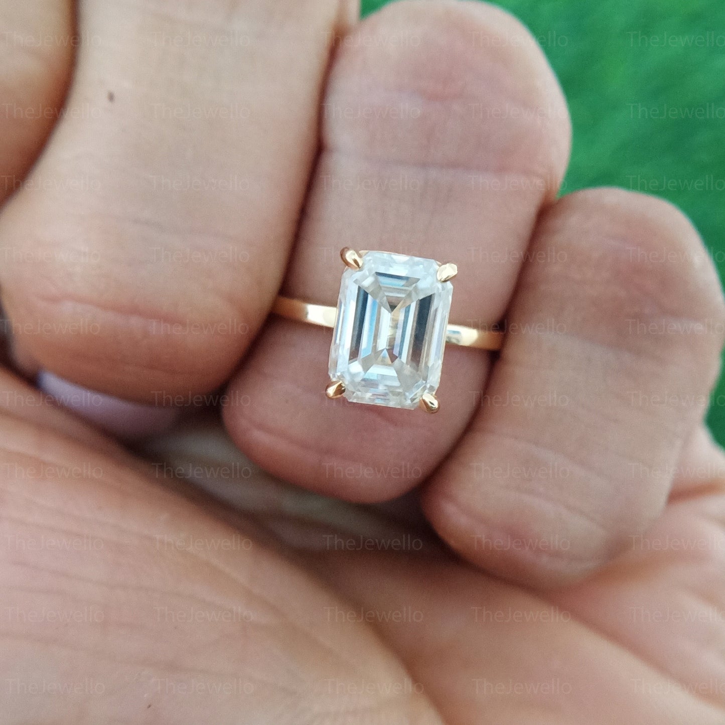 Emerald Cut Moisssanite Ring 4.01 Ct Enlongated - Solitatire Diamod Ring - Prong Ring for Women - 14K Gold Anniversary Ring - Gift for Her