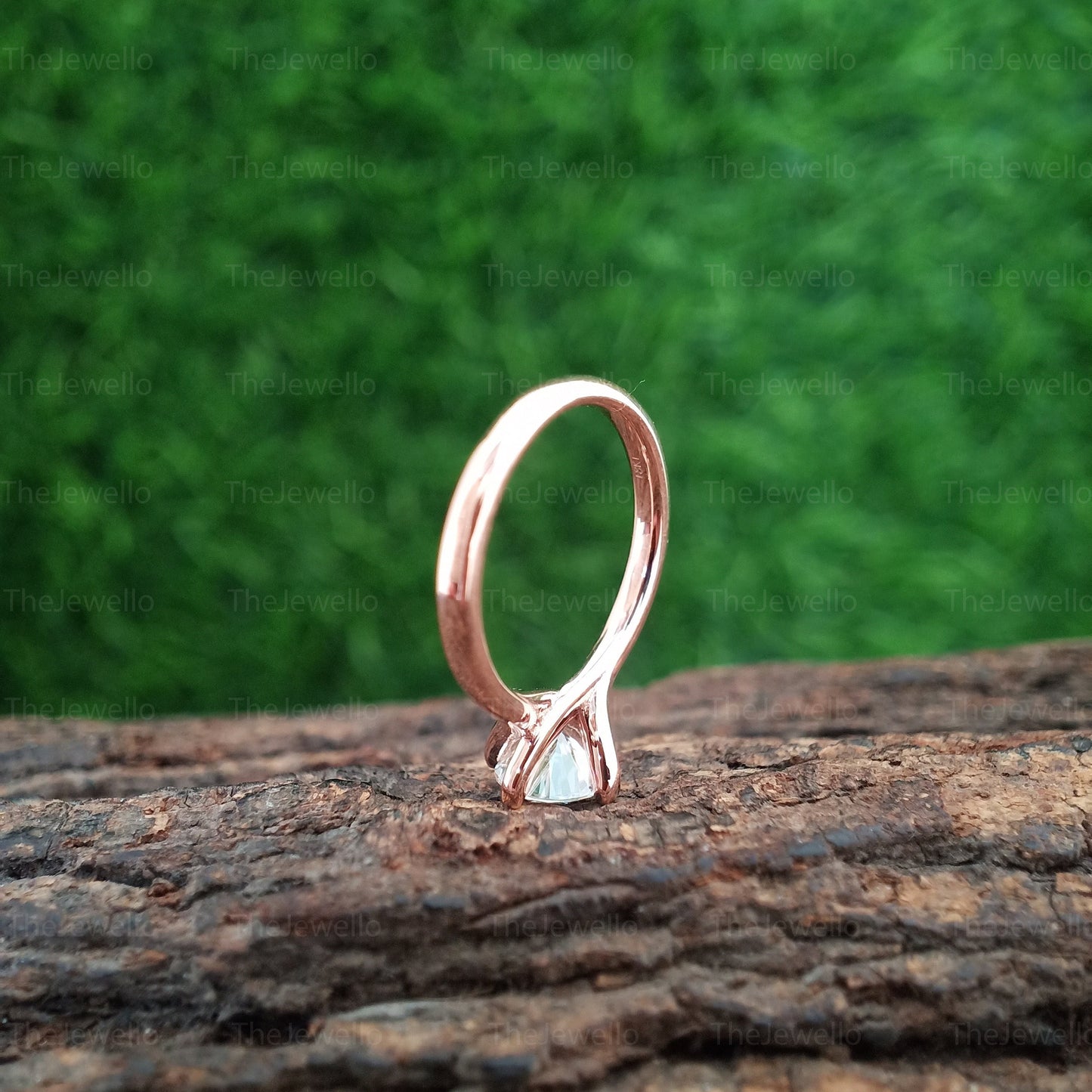 Rose Gold Round Moissanite Ring Classic 4 Prong Solitaire Round Cut Engagement Ring Knife Edge Pointed Prong Wedding Ring