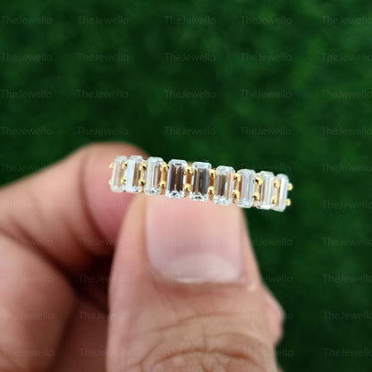 4x2MM Emerald Cut Eternity Band Half Eternity Emerald Cut Moissanite Wedding Band Stackable Engagement Band Anniversary Gift Ring