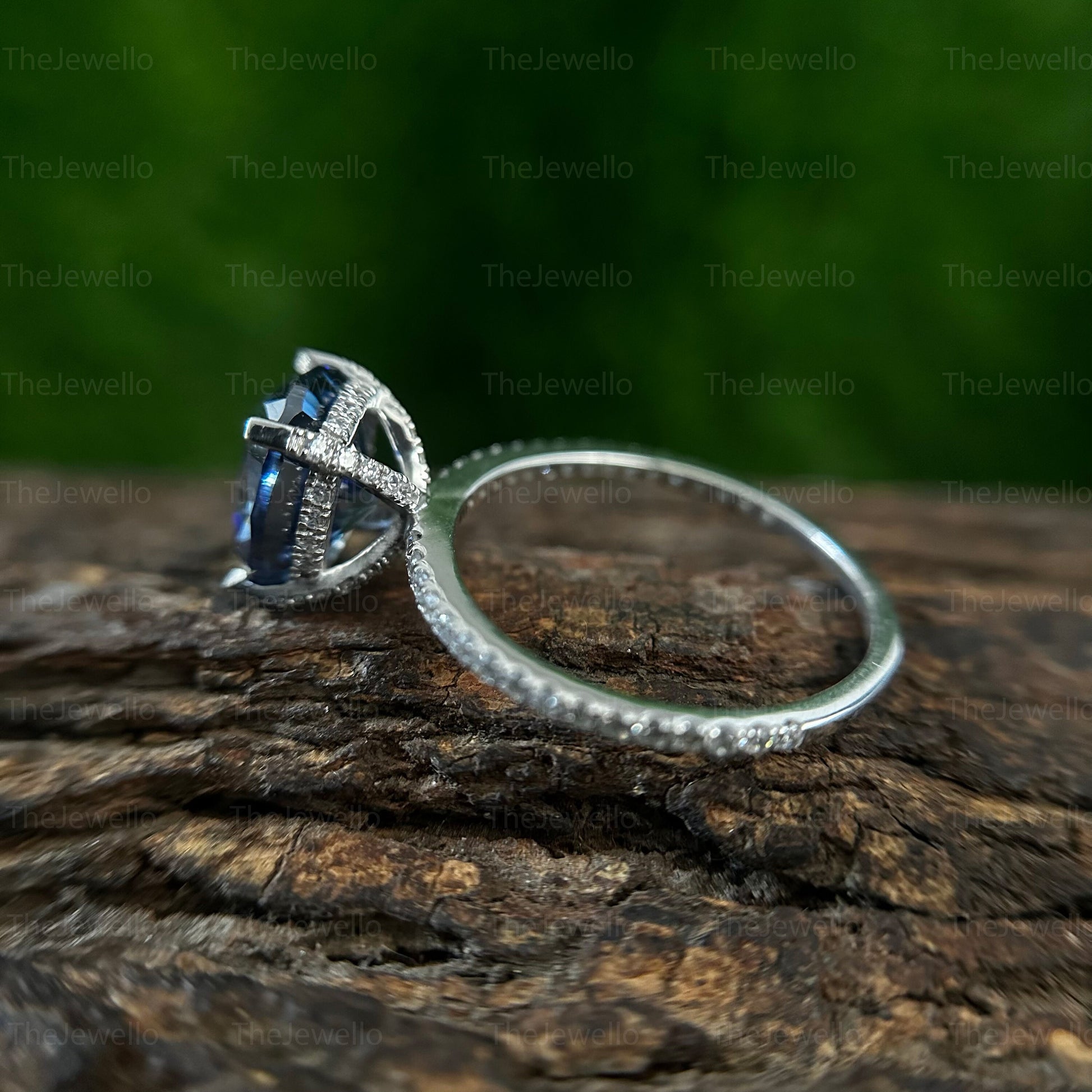 Elongated Cushion Moissanite Ring, Royal Blue Cushion Cut Moissanite Engagement Ring, 950 Platinum Womens Ring