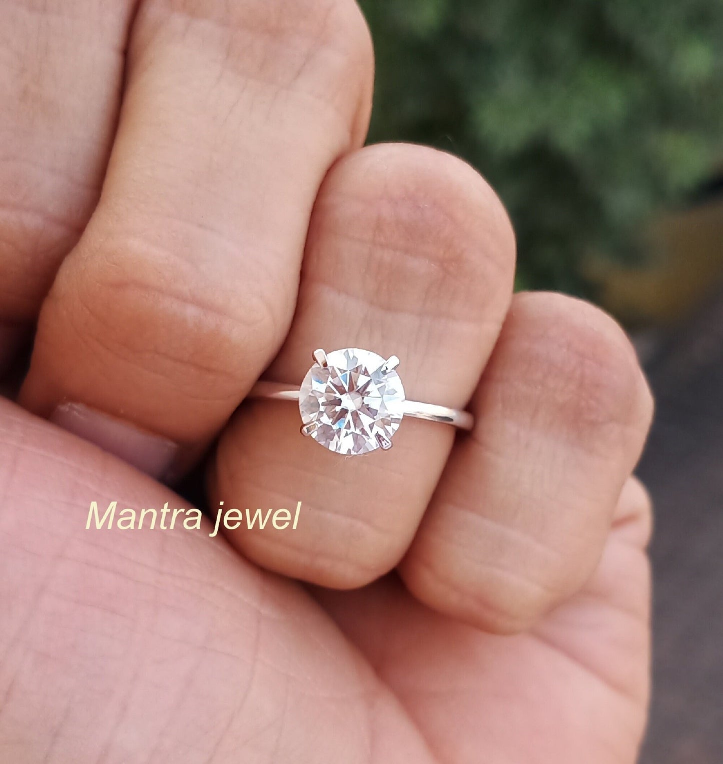 Classic Solitaire Ring, 2.11 Ct Round Brilliant Colorless Moissanite Engagement Ring | Four Prong Rings | Dainty Creation | Solid Gold Ring